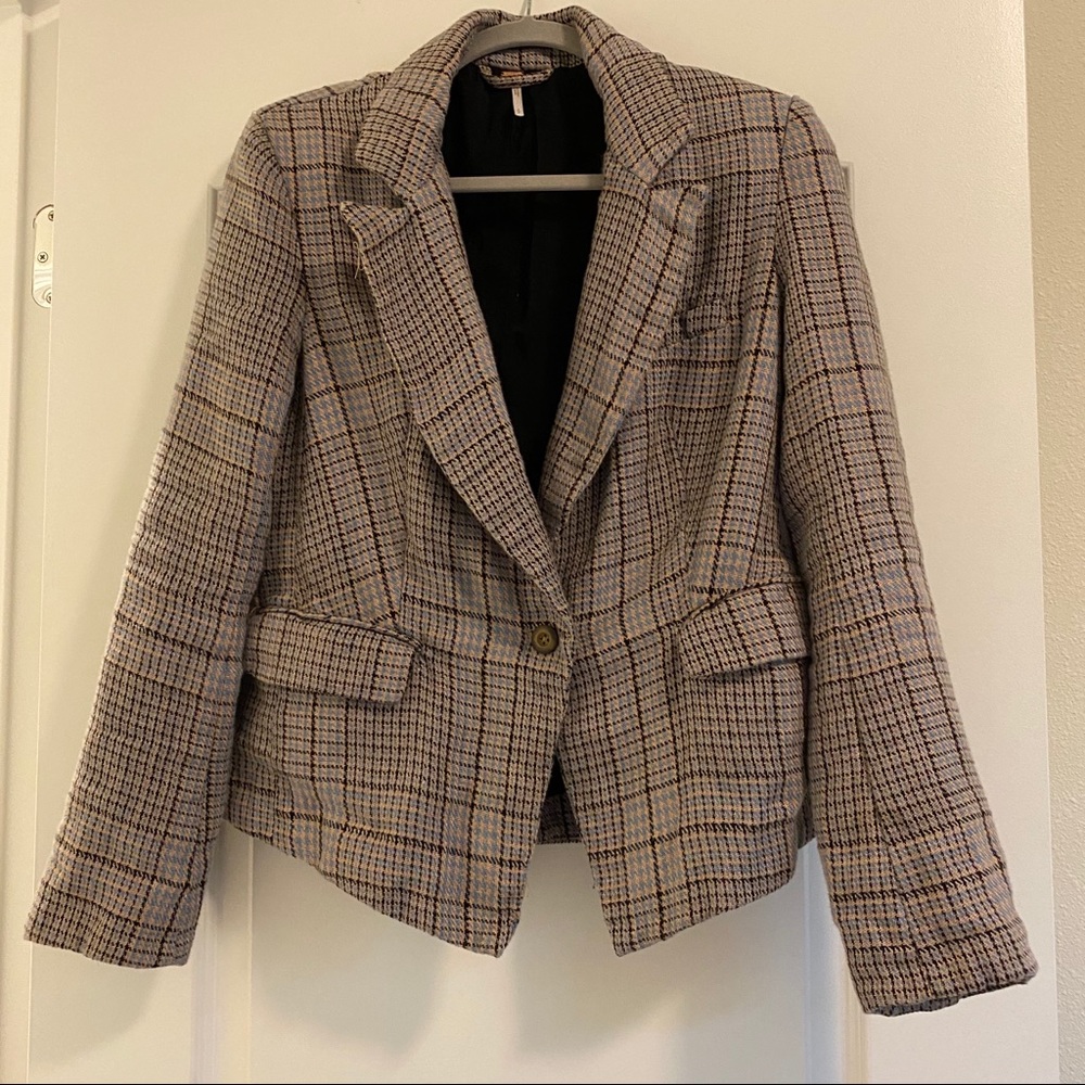 Free People Plaid Blazer